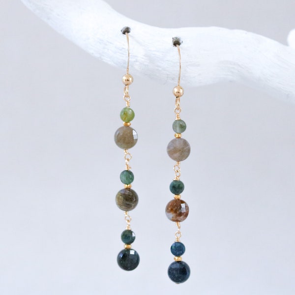 Dainty Green Tourmaline Faceted Mini Coin Earrings with Gold Vermeil Karen Hill Tribe Small Nugget Beads October Birthday Gift Idea