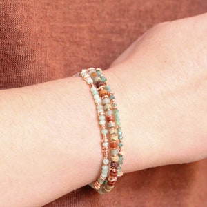 Handmade Aqua Terra Jasper and Rose Gold Karen Hill Heishi Bead Bracelet Surfer Style Summer Gift Idea for Women image 3