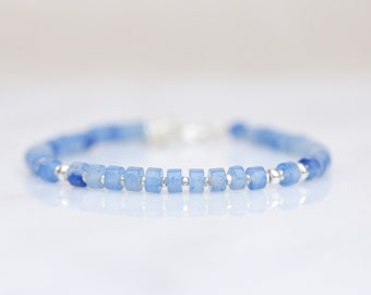 Handmade Blue Aventurine Sterling Silver Karen Hill Heishi Bead Bracelet Surfer Style Mother’s Day Gift Idea for Women