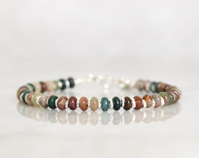 Featured listing image: Natural Indian Agate Silver Bracelet