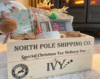 Personalised Christmas Eve / December Box, Christmas Box Wooden Crate Small Apple Crate - unstained