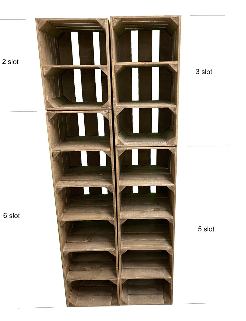 Tall SHOE RACK Various sizes, wooden rustic apple crate shoe rack, narrow and tall shoe storage extra depth image 6