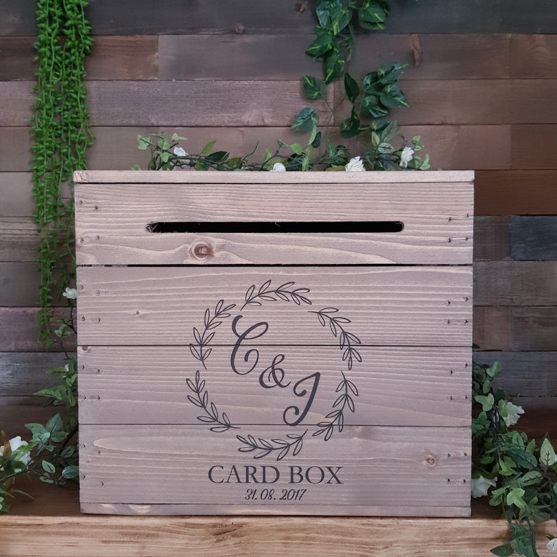 Personalised Rustic Wooden Wedding Card Post Box 2 DESIGNS Etsy