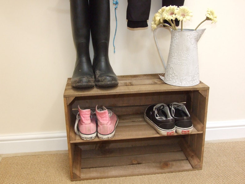 Rustic Vintage Style Wooden Shoe Rack New Handmade Apple Etsy