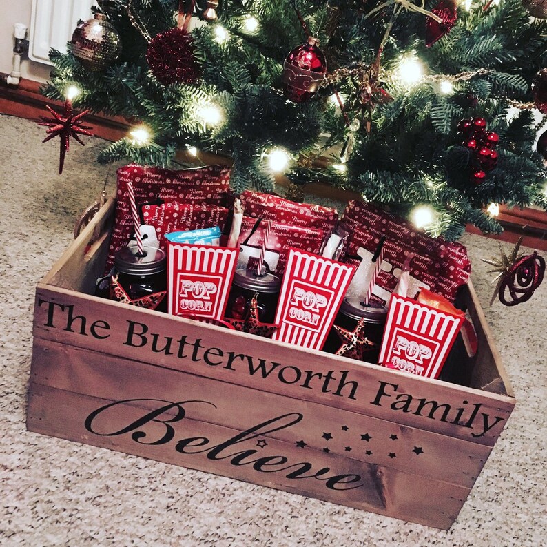 Personalised Christmas Eve Box Large Wooden Xmas Crate Rustic Etsy UK