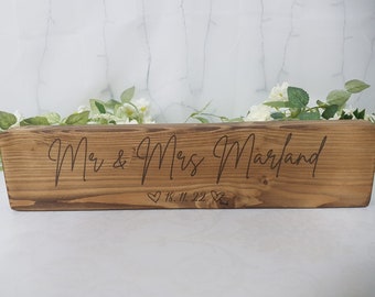 Wedding Top Table sign, Rustic Personalised wooden table signs, wooden wedding sign, 2 designs ,rustic wedding decor, boho, woodland wedding