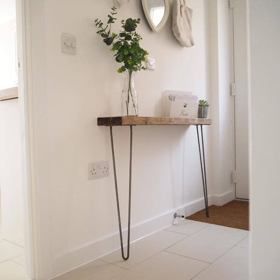 Narrow Console Table With Hairpin Legs Wooden Rustic Hallway Etsy