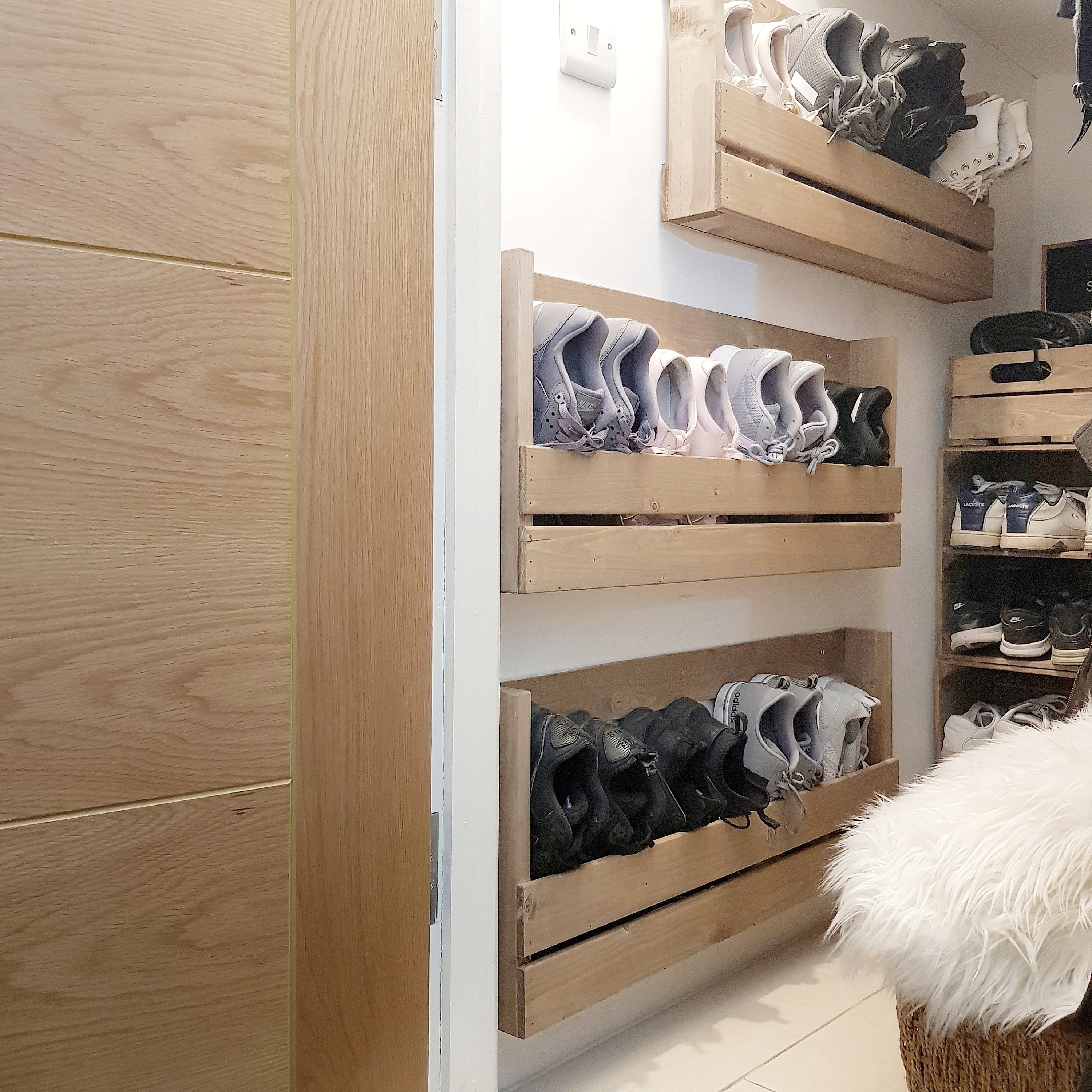 Shoe Rack Wall Mounted Rustic Wooden Lightweight Shoe Storage Solution in  Stock Fast Dispatch 