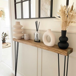 Narrow console table with hairpin legs, wooden rustic hallway table, radiator shelf / cover, Free delivery image 2