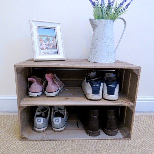 EXTRA DEPTH Shabby Chic Wooden Shoe Rack Rustic Handmade Etsy UK
