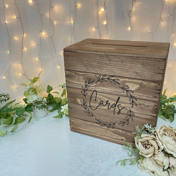 BUZÓN DE CORREOS PARA BODAS (Tarjetas) Caja rústica de madera para tarjetas de boda, estilo granero vintage, buzón de boda en el bosque