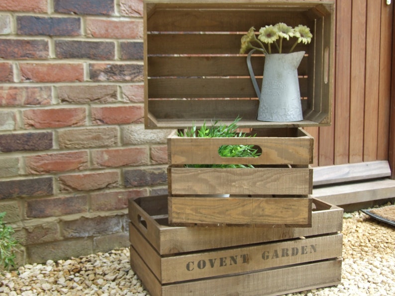 Vintage Style WOODEN APPLE CRATE Shabby Chic Fruit Crate Etsy UK