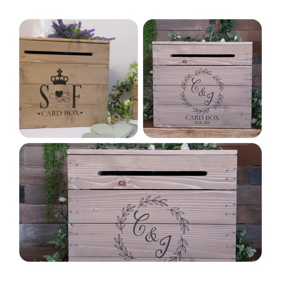 Personalised Rustic Wooden Wedding Card Post Box 2 DESIGNS Etsy