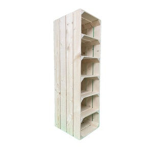 Tall SHOE RACK Various sizes, wooden rustic apple crate shoe rack, narrow and tall shoe storage extra depth Unstained