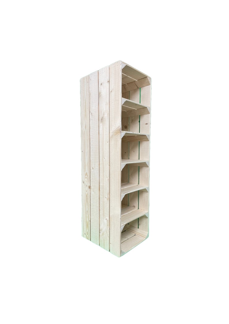 Tall SHOE RACK Various sizes, wooden rustic apple crate shoe rack, narrow and tall shoe storage extra depth Unstained