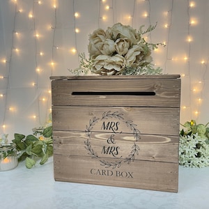 Wedding post box - Wedding card box Mr & Mrs, Mr and Mr, Mrs and Mrs, Wooden post box Gay wedding, vintage, rustic, barn, woodland wedding