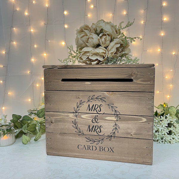 Wedding post box - Wedding card box Mr & Mrs, Mr and Mr, Mrs and Mrs, Wooden post box Gay wedding, vintage, rustic, barn, woodland wedding