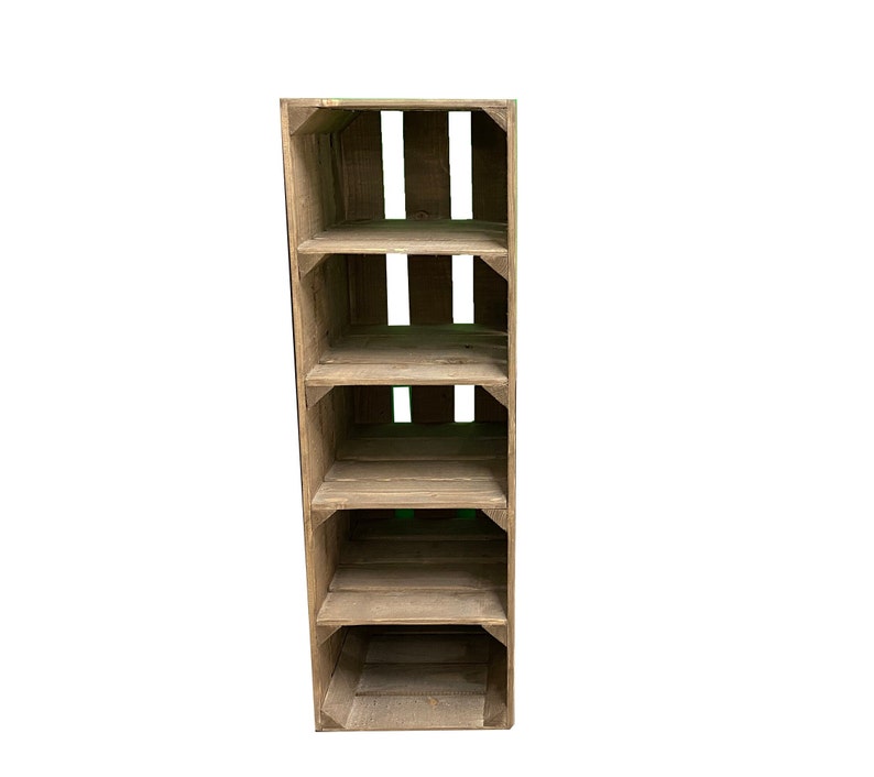 Tall SHOE RACK Various sizes, wooden rustic apple crate shoe rack, narrow and tall shoe storage extra depth image 3