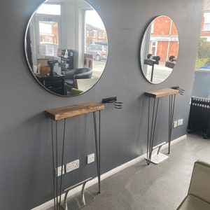 Narrow console table with hairpin legs, wooden rustic hallway table, radiator shelf / cover, Free delivery image 6