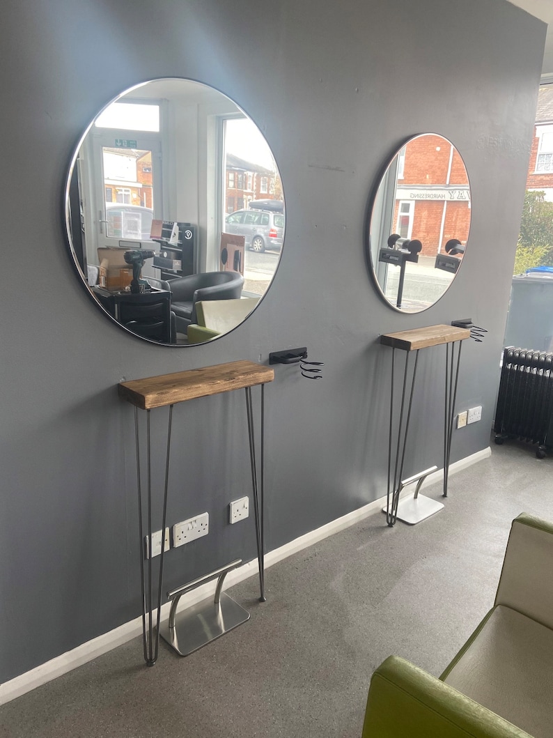 Narrow console table with hairpin legs, wooden rustic hallway table, radiator shelf / cover, Free delivery image 6