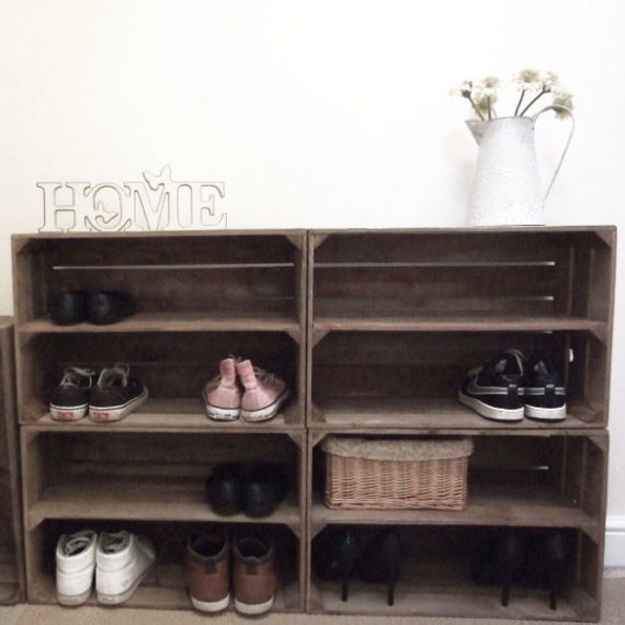 Shoe Rack EXTRA DEPTH Wooden, Rustic, Handmade, Vintage Style, Shoe Rack,  Apple Crate, Shoe Storage Solution 