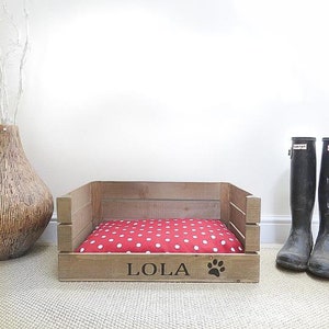 Personalised Dog Bed - Wooden Dog Cat Bed - Personalized Pet Bed Crate - Handmade