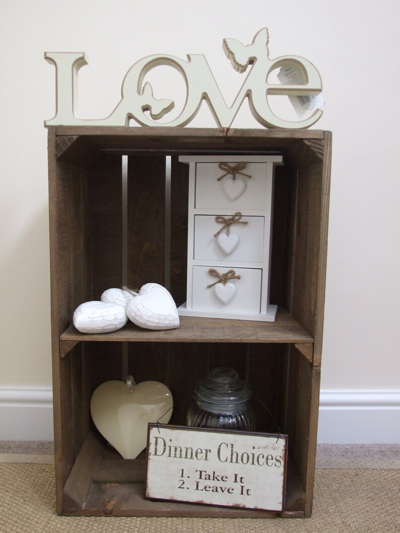 Rustic Vintage Style WOODEN APPLE CRATE Display Shelf Etsy