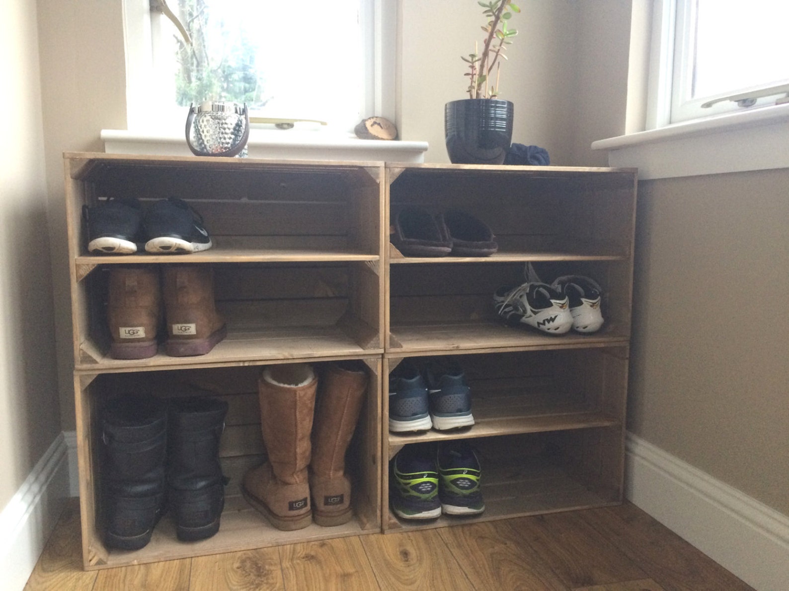 Shoe Rack EXTRA DEPTH Wooden, Rustic, Handmade, Vintage Style, Shoe