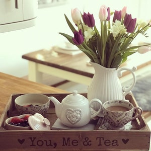 Personalised Rustic Wooden Tray, Gift, handmade wooden apple crate tea tray, serving tray, breakfast tray or garden seedling tray, image 3