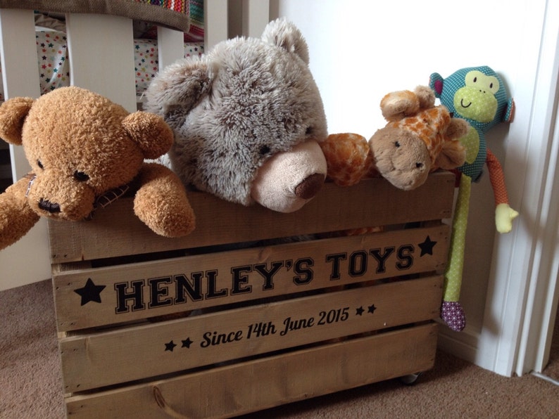 Personalised Wooden Toy Crate Toy Box Rustic Vintage Style Etsy UK