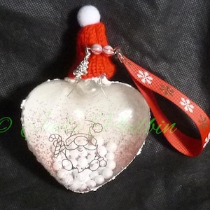 Gonk Bauble,Glass Heart Bauble,Christmas Gonk,Personalised Gonk Bauble,Gonk Tree Decoration,Christmas Tree Decoration,Xmas Gonk,Gonk Lover