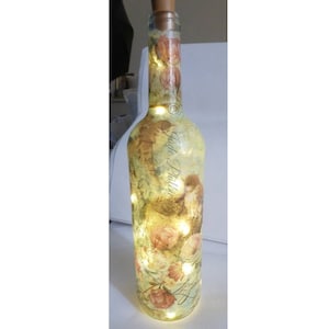 bird bottle lamp,bird nest bottle,lighted wine bottle,bird lover gift,LED bottle,bird lamp,sparrow bottle,upcylcled bottle,bird night light