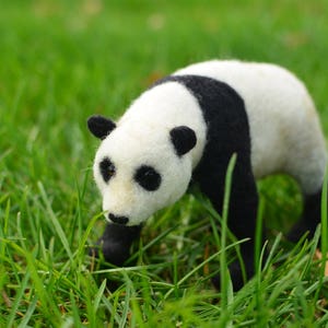 Needle felted toy Giant panda, Little wool toy Big panda, Wool handmade sculpture Panda