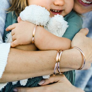 Rose Gold Engraved Mother and Baby Bracelet Set, Mom and Baby Gift, Baby Bracelet, Matching Bracelets, Gift for Mom, Engraved With Name image 1