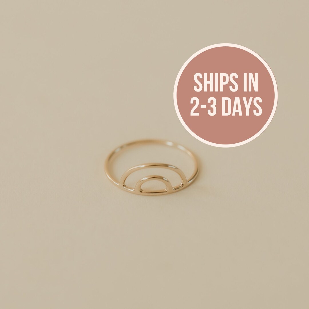 Double Arch Gold Statement Stacking Ring Gold Statement Ring Etsy