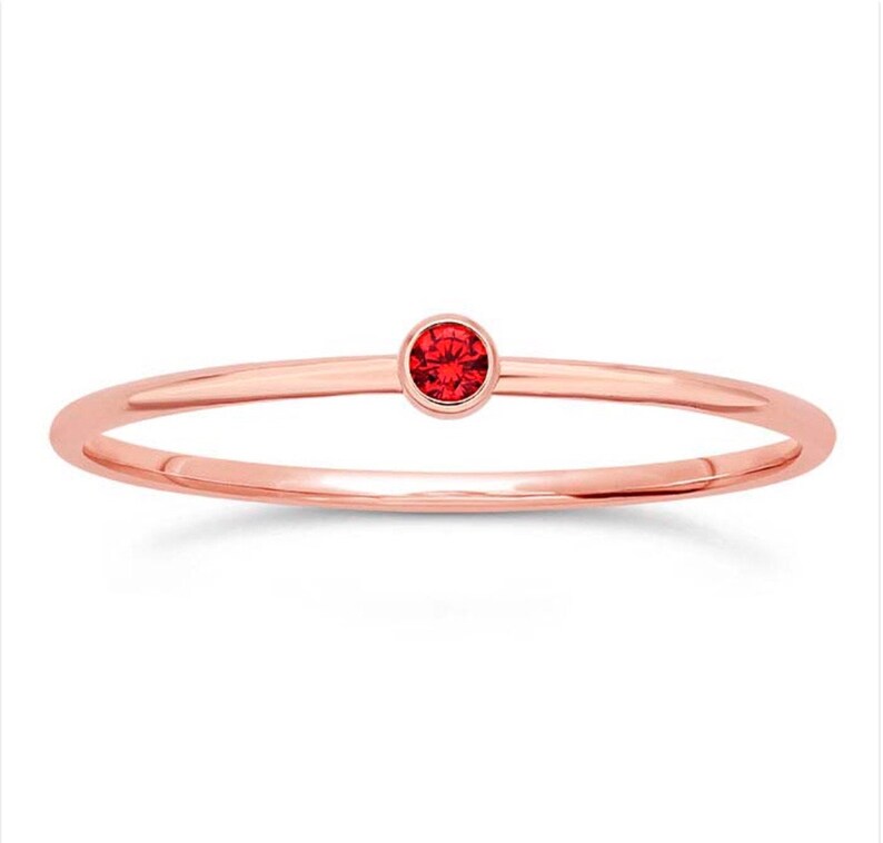 Rose Gold Birthstone Ring Stackable Birthstone Ring New Mom Etsy