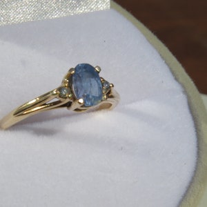 Unheated Montana sz 5.75 Sapphire Diamond 14k Gold wedding engagement Ring Natural Solid