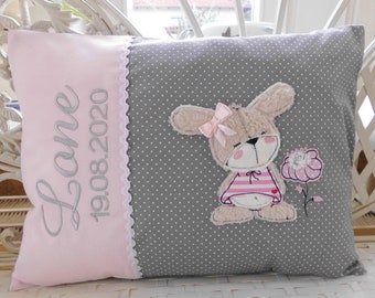 Namenskissen,Kuschelkissen,Hase Mümmel,Mädchen,Personalisiert,Geburt,Taufe,