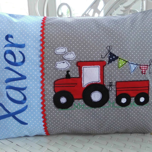 Kinderkissen,Namenskissen,Junge,Traktor,Kuschelkissen,Baby,personalisiert,Geburt Taufe,Geburtstag