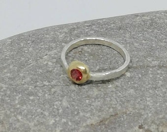 Gold stacking ring set with a  Ruby by MidasTouch Jewels in Wales