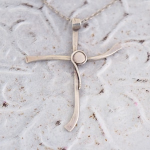 Silver Cross with Stylised Jesus