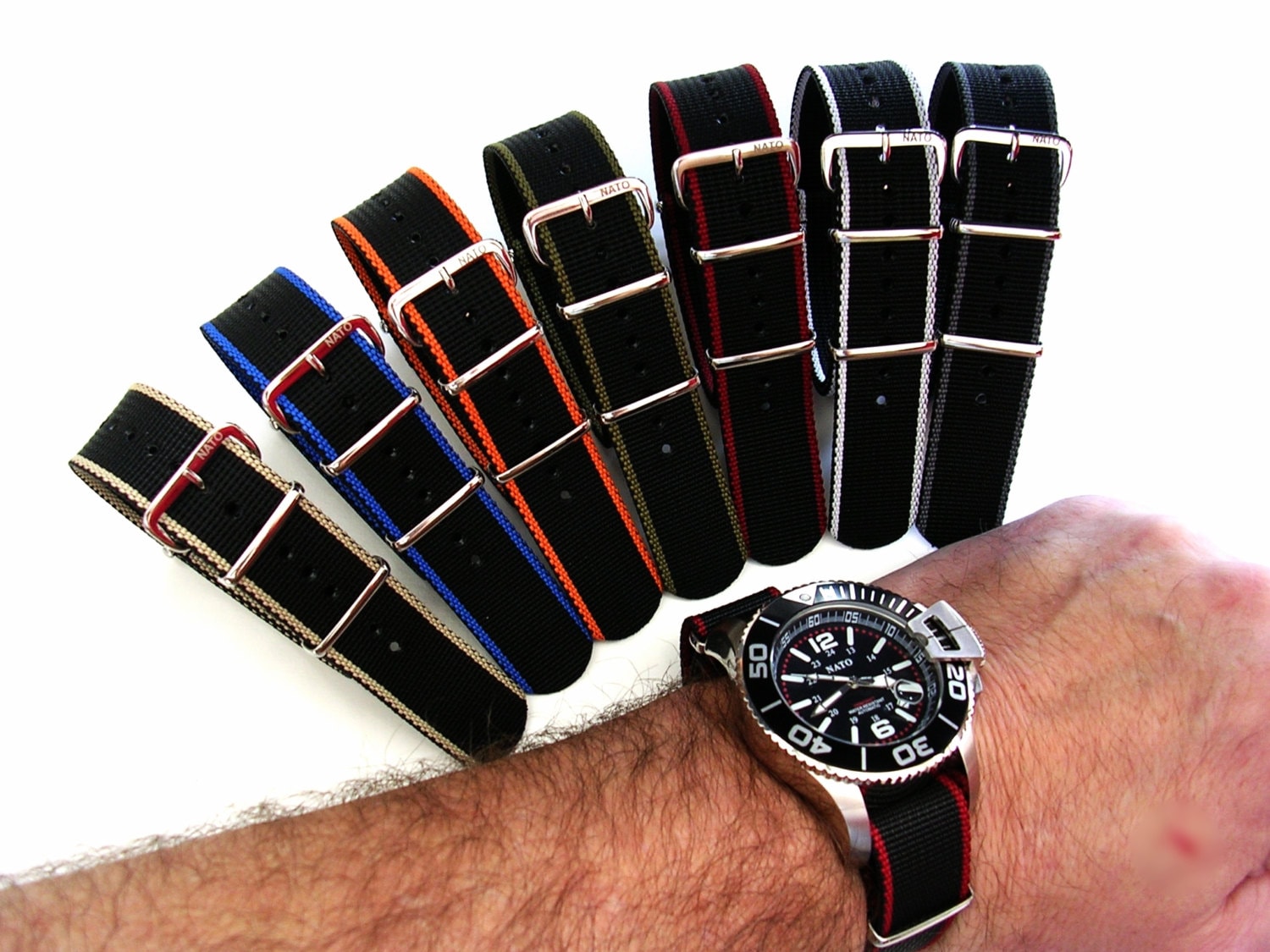 CIVO Cinturino Orologio 6 ConfezioniNylon Balistico Cinturini 16mm 18mm 20mm 22mm 24mm Zulu Cinghia Strap Fibbia In Acciaio Inossidabile Con Barra A - Foto 9