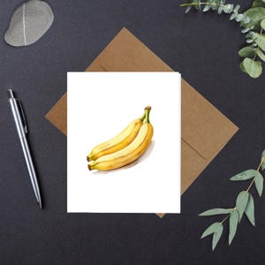 Banane 1-2 Aquarell Druck Blanko Grußkarten Jeden Anlass