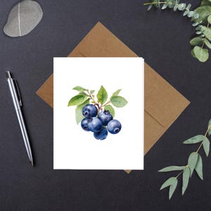 Blaubeere 1-2 Aquarell Druck Blanko Grußkarten Jeden Anlass