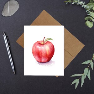 Apfel Rot 2-2 Aquarell Druck Blanko Grußkarten Jeden Anlass