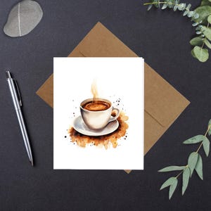 Kaffeetasse 1-2 Aquarell Druck Blanko Grußkarten Jeden Anlass