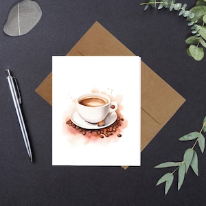 Kaffeetasse 2-2 Aquarell Druck Blanko Grußkarten Jeden Anlass