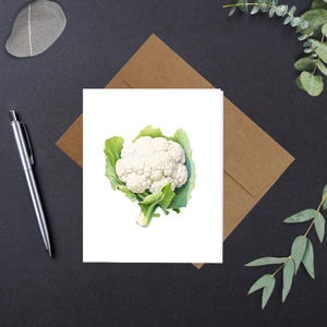 Couve-flor 1-2 Cartões de felicitações em branco com impressão em aquarela para qualquer ocasião