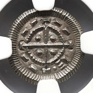 1131-1141 AD Medieval Europe, Hungary Crusader Knights Cross Hungarian Denar Silver Authenticated Coin, Gift Gifts for Men Rare Coins