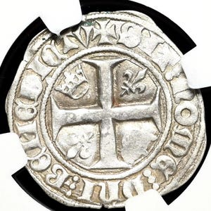 1380-1422 AD Medieval France under Charles VI Crusader Knights Cross Silver Coin of the Middle Ages, Gifts Rare Historic Artifact Coins